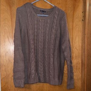 GAP Women's Brown Cable Knit Crewneck Sweater